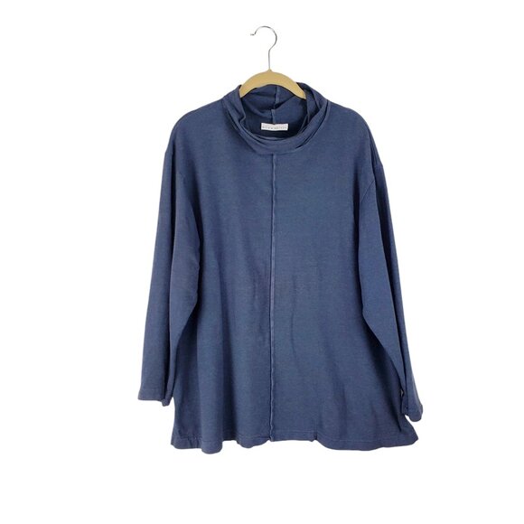 bryn Walker Tops - Bryn Walker Blue Cowl Neck Top Bamboo Cotton Long Sleeve Womens Size Medium